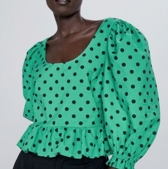 🍁🆕️Zara XS Polkadot Peplum Blouse - Picture 3 of 10